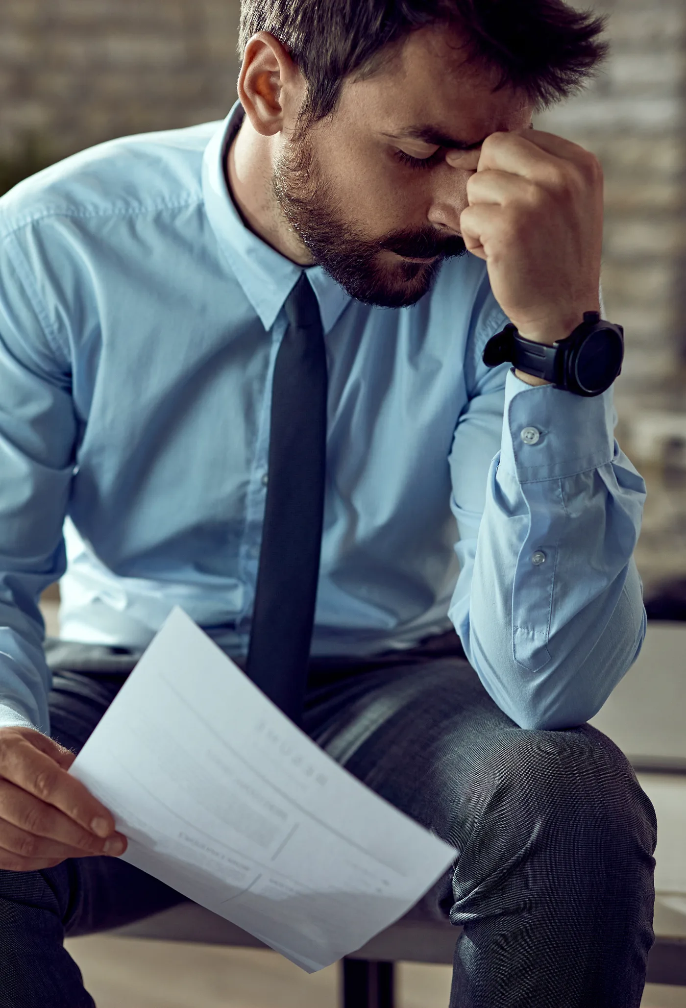 Emprunteur relisant la lettre de refus de prêt de sa banque